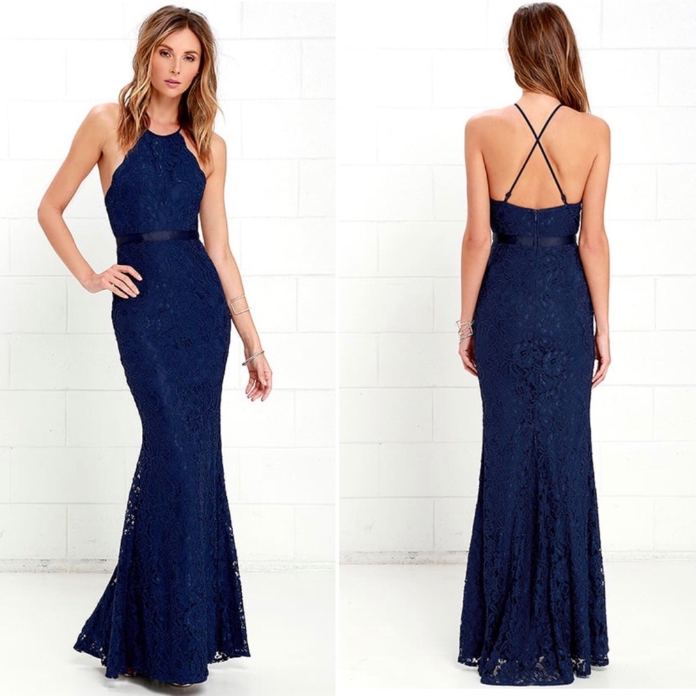 Make me an offer! Lulus Zenith Navy Lace Dress!
